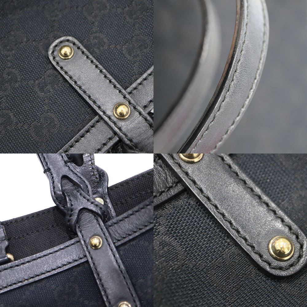 Gucci Tote Bag Canvas Leather Black GG - Picture 7 of 10